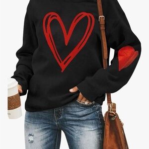 NWOT Charcoal Heart Print Women's Sweater